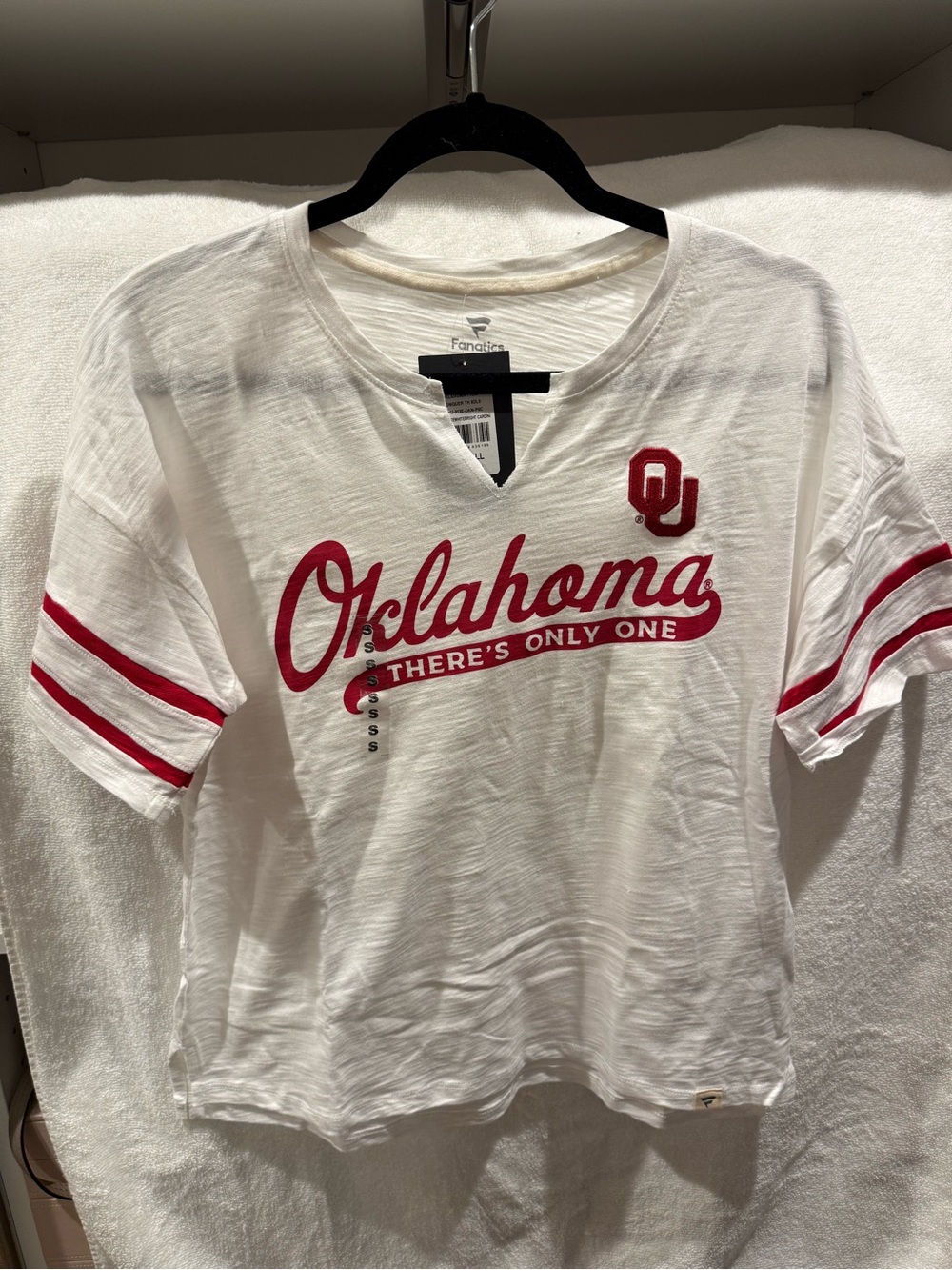 Fanatics White & Red Oklahoma Short Sleeve Tee